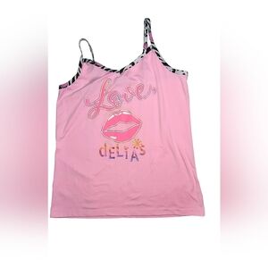 dELiA*s By Dolls Kill Soft Pink Love Y2K Animal Print Straps Graphic Tank Top M